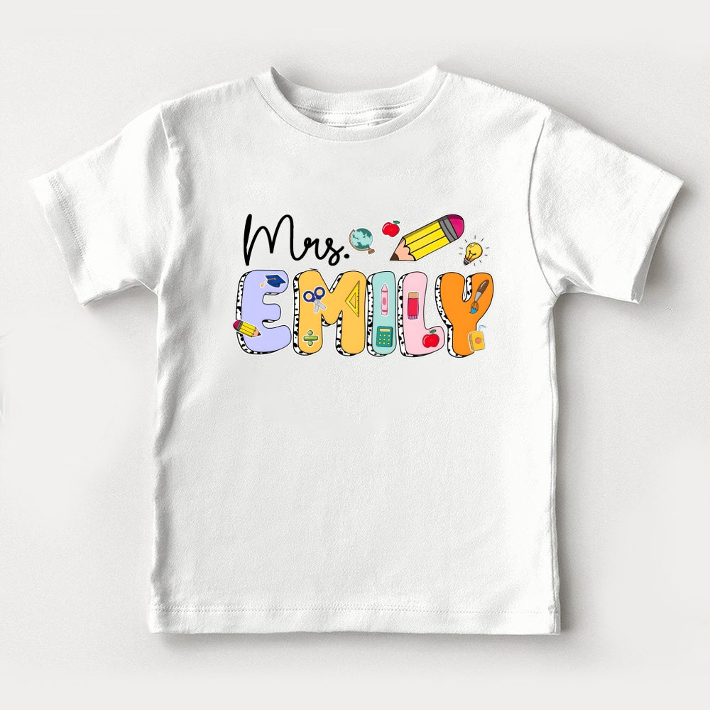 Personalized Name Colorful Name Printed Pencil Toddler T-Shirts