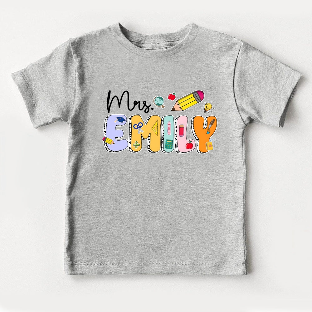 Personalized Name Colorful Name Printed Pencil Toddler T-Shirts