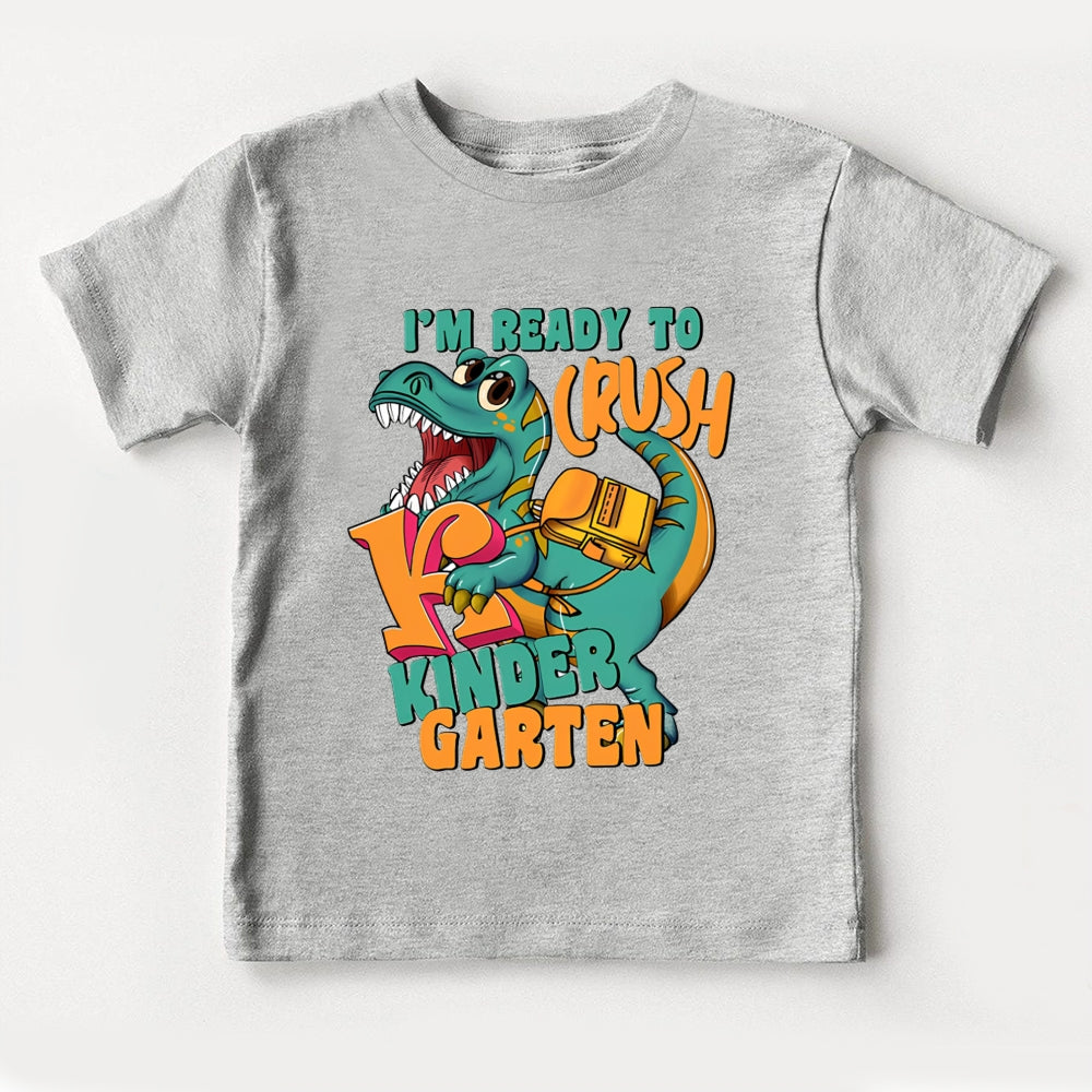Personalized Grade I'M Ready To Crush Kindergarten Dinosaur Carrying A Schoolbag Toddler&Kids Tees