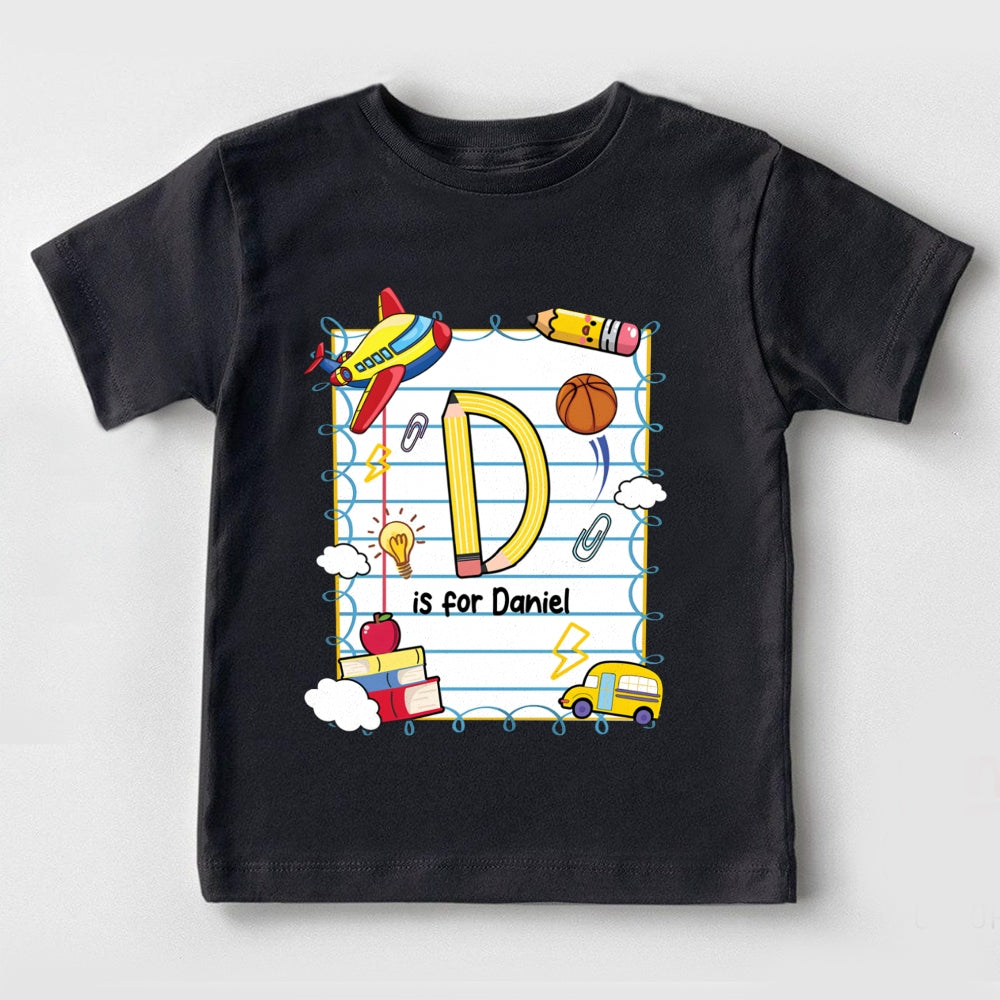 Personalized Name D Is For Daniel Notebook And Cloud Print Toddler&Kids Tees