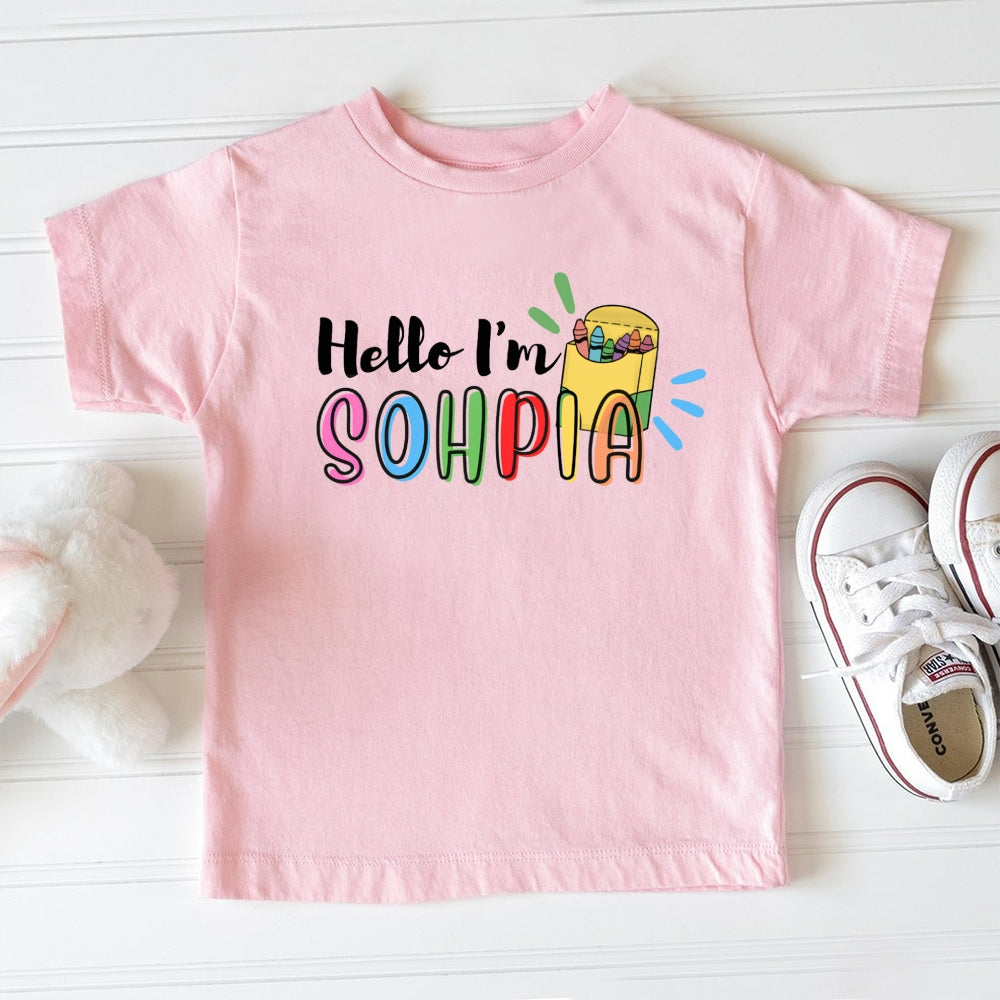 Personalized Name Hello I'M Sohpia Pencil Case And Colorful Letters Toddler&Kids Tees