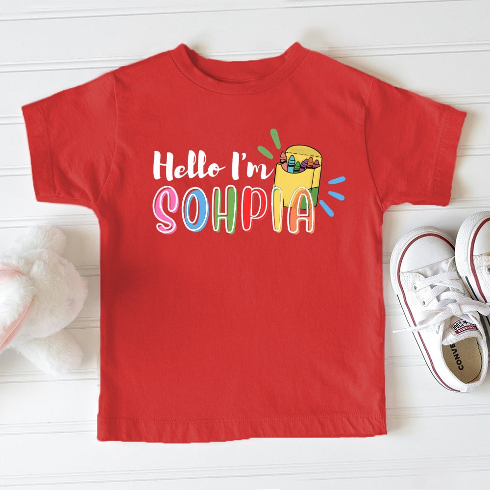 Personalized Name Hello I'M Sohpia Pencil Case And Colorful Letters Toddler&Kids Tees