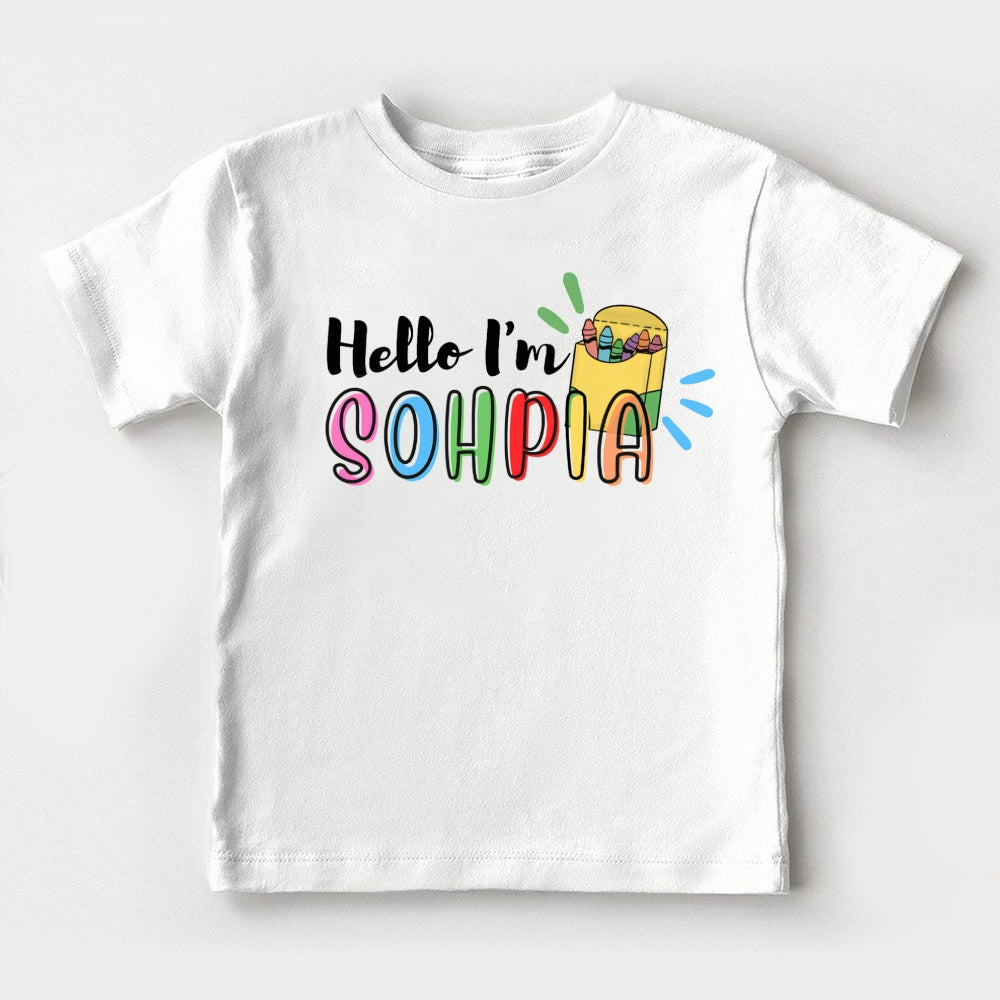 Personalized Name Hello I'M Sohpia Pencil Case And Colorful Letters Toddler&Kids Tees