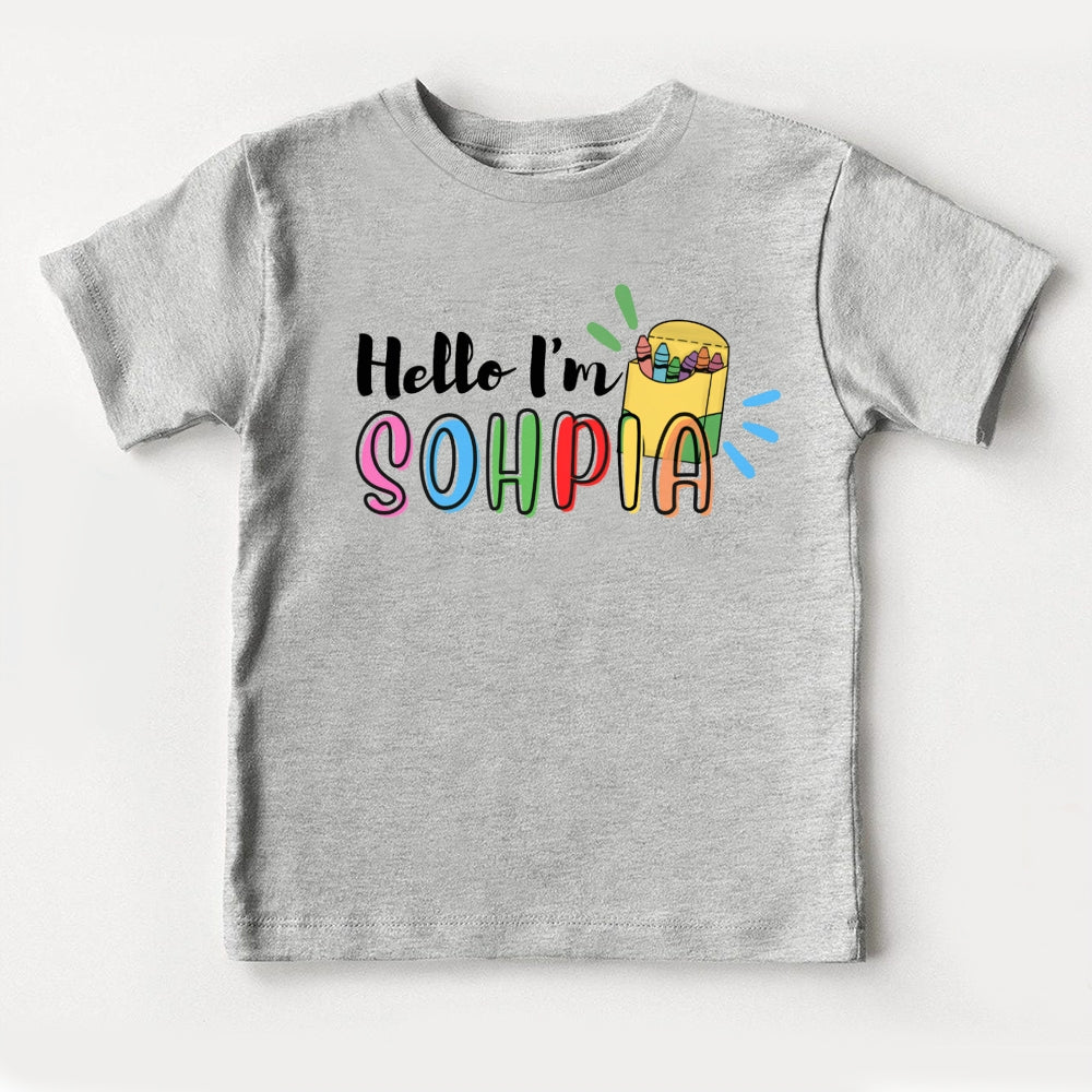 Personalized Name Hello I'M Sohpia Pencil Case And Colorful Letters Toddler&Kids Tees