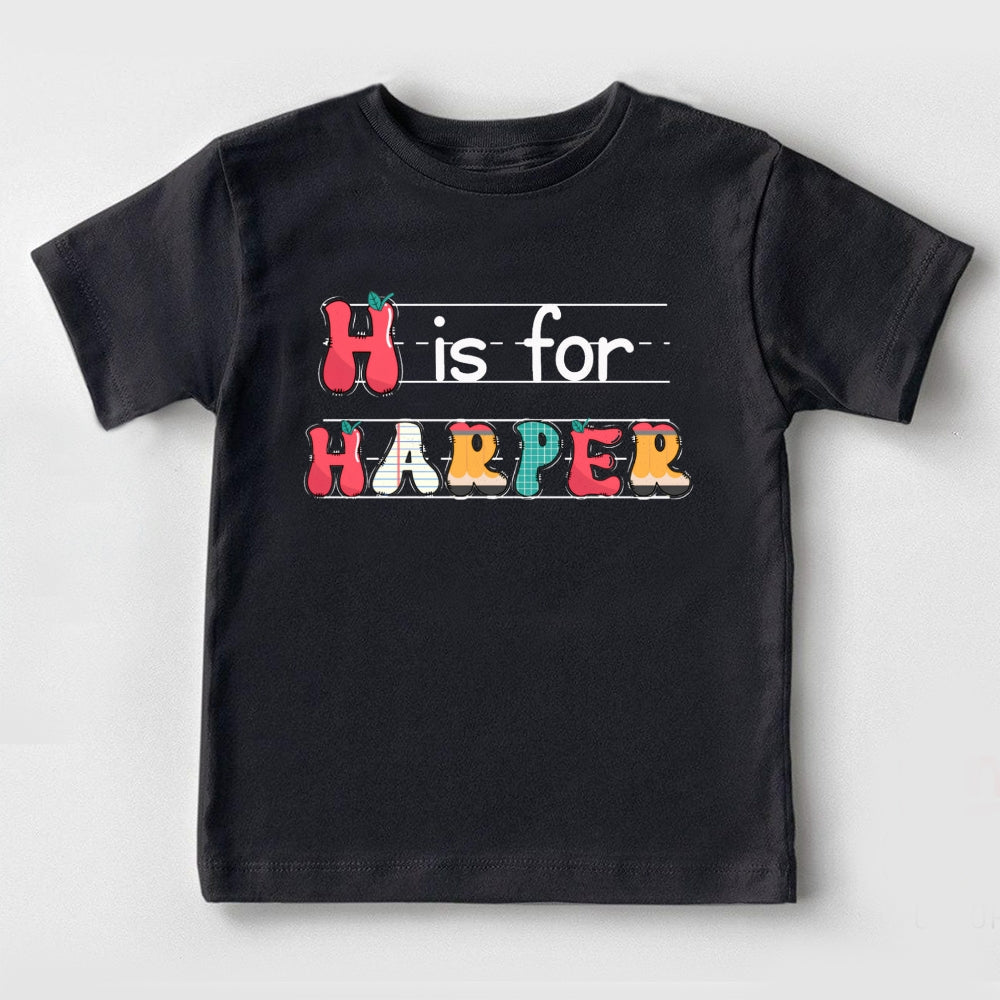 Personalized Name H Is For Harper Colorful Letters Toddler&Kids Tees