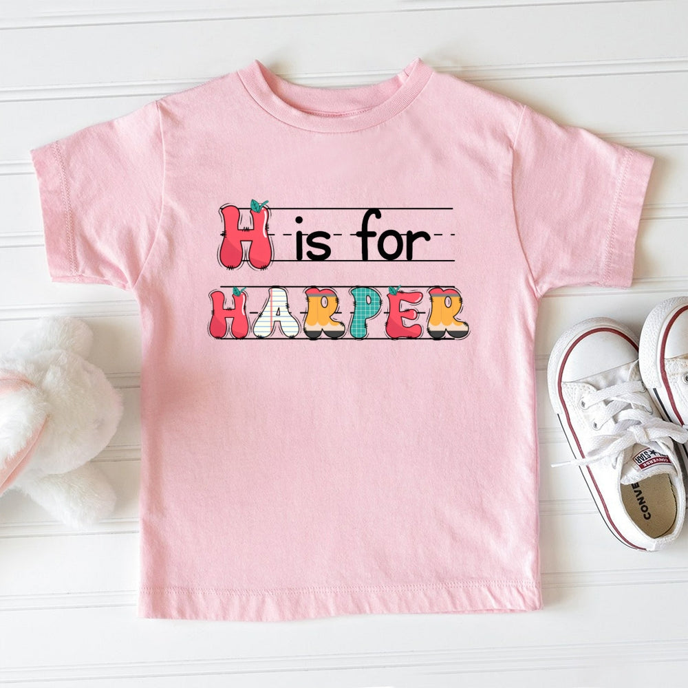 Personalized Name H Is For Harper Colorful Letters Toddler&Kids Tees
