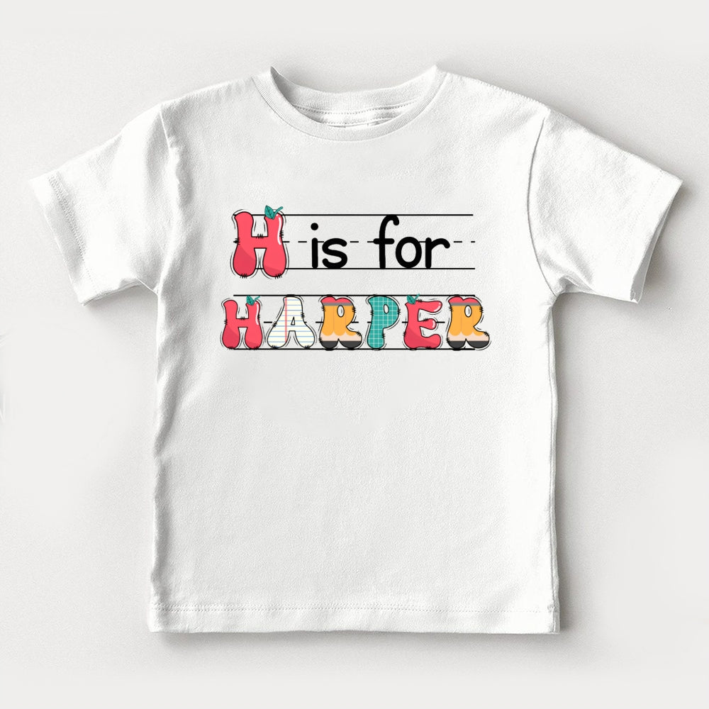 Personalized Name H Is For Harper Colorful Letters Toddler&Kids Tees