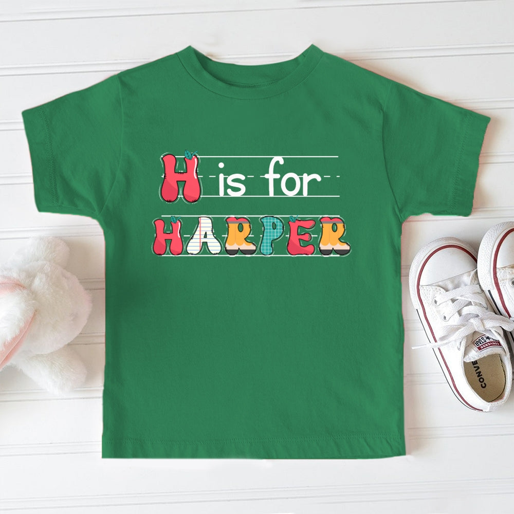 Personalized Name H Is For Harper Colorful Letters Toddler&Kids Tees