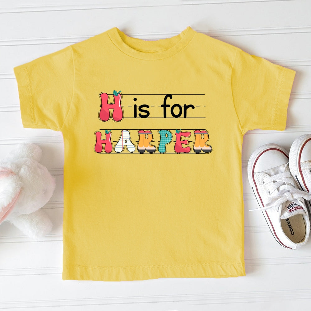 Personalized Name H Is For Harper Colorful Letters Toddler&Kids Tees