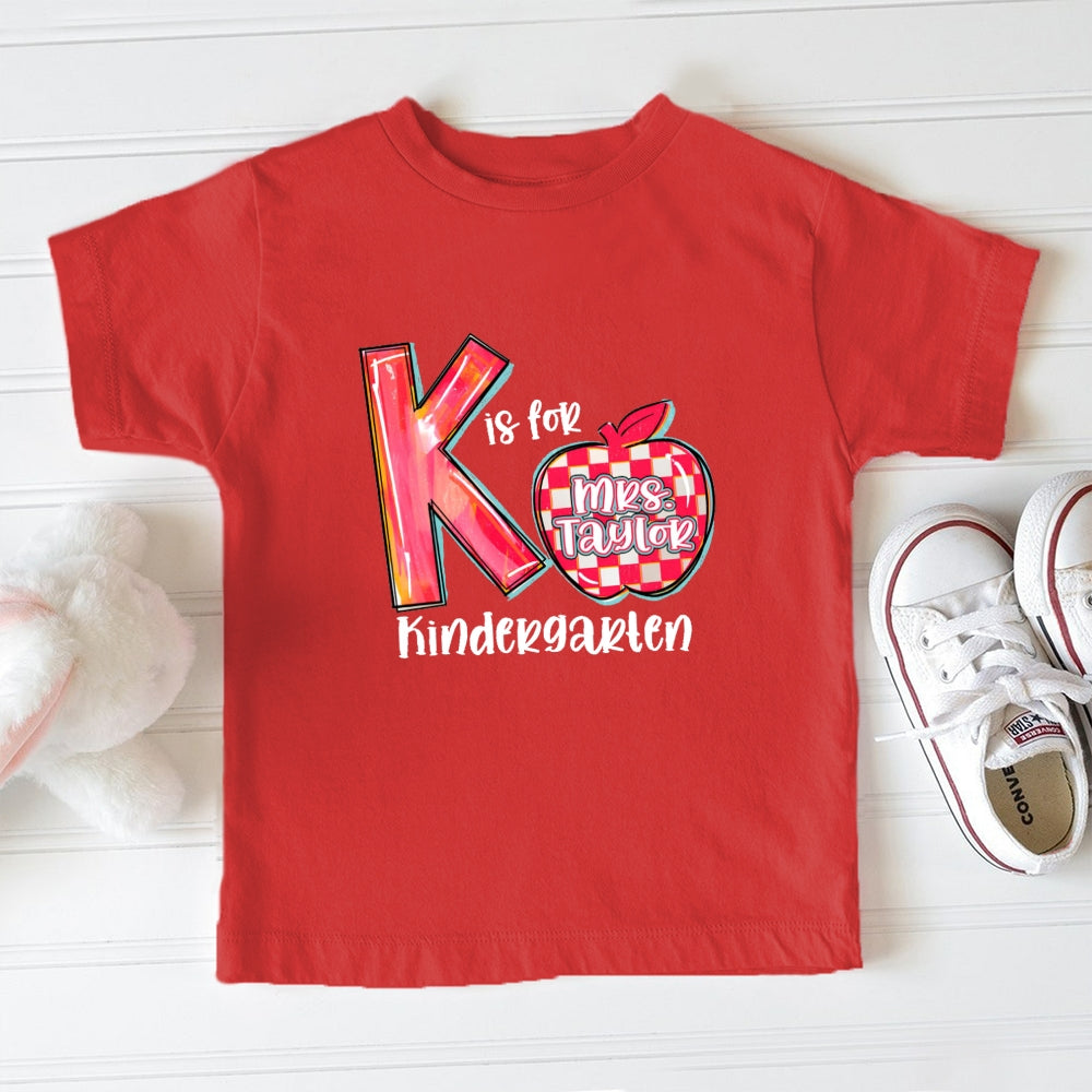Personalized Grade K Is For Kindergarten Toddler&Kids Tees