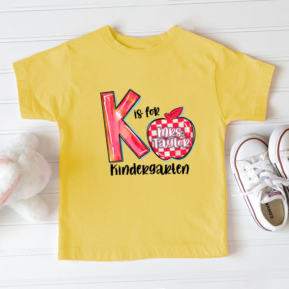 Personalized Grade K Is For Kindergarten Toddler&Kids Tees