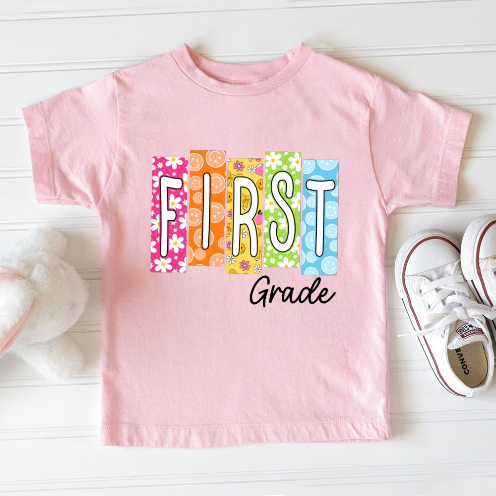 Personalized Grade Sunny Flowers Toddler T-Shirts