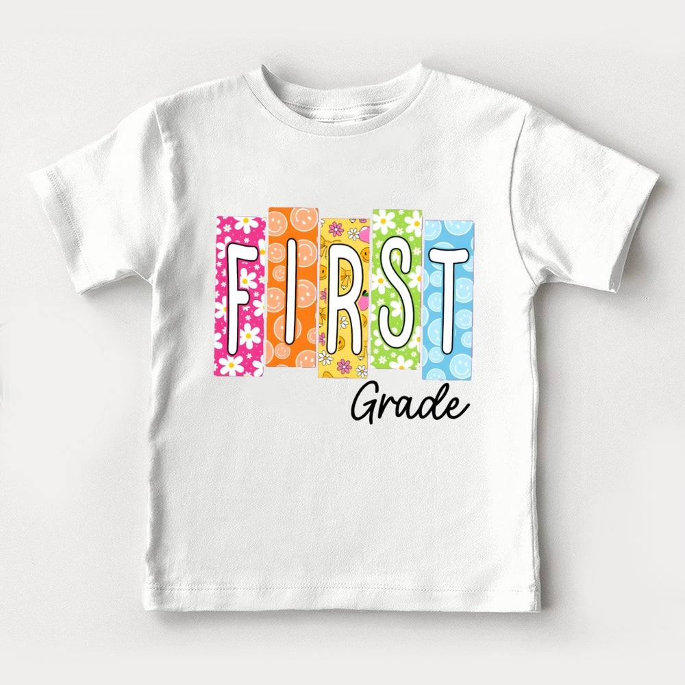 Personalized Grade Sunny Flowers Toddler T-Shirts