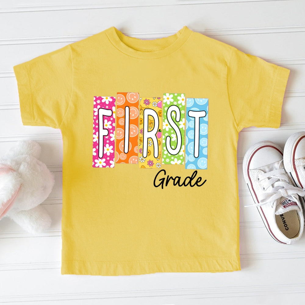 Personalized Grade Sunny Flowers Toddler T-Shirts
