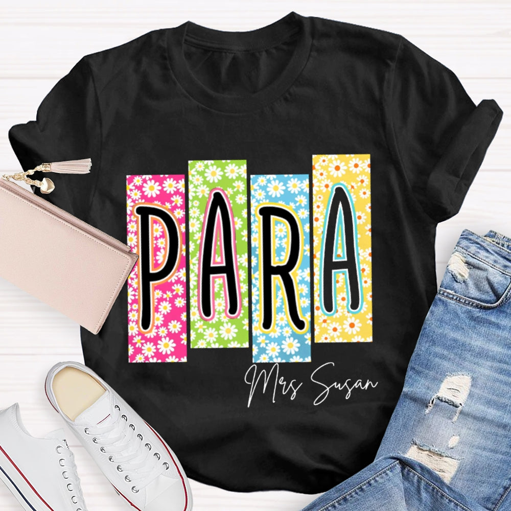 Personalized Name Para Colorful Flower Puzzle T-shirt