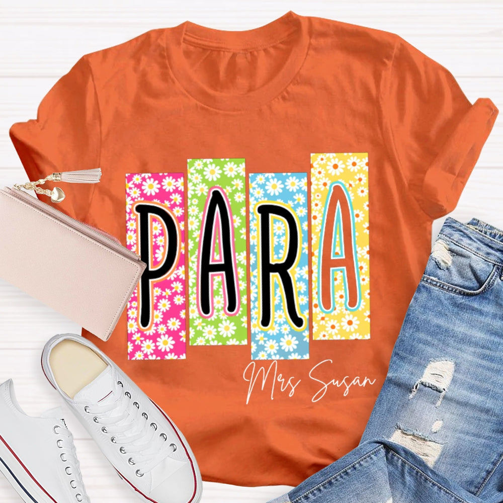 Personalized Name Para Colorful Flower Puzzle T-shirt