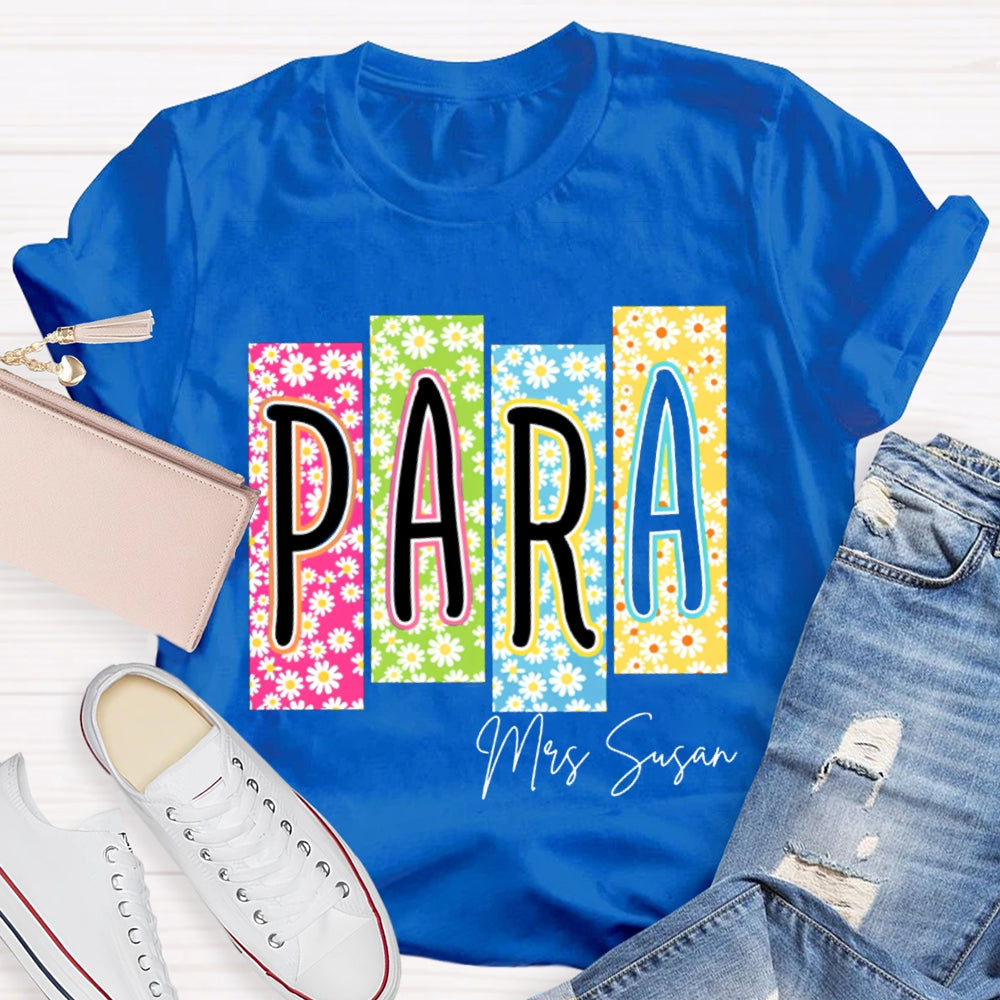 Personalized Name Para Colorful Flower Puzzle T-shirt