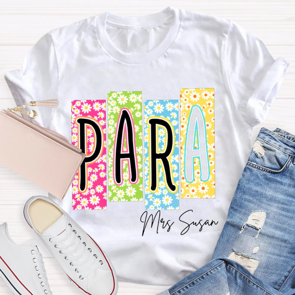 Personalized Name Para Colorful Flower Puzzle T-shirt