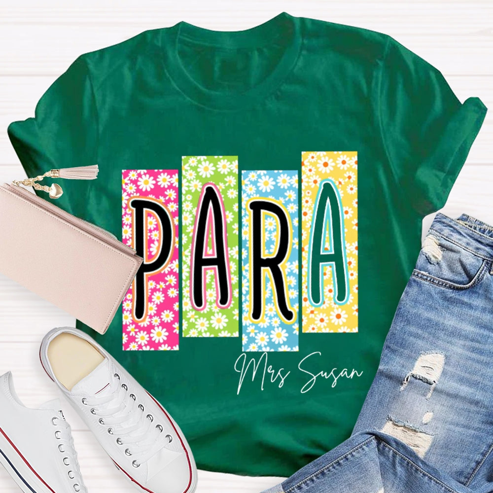 Personalized Name Para Colorful Flower Puzzle T-shirt