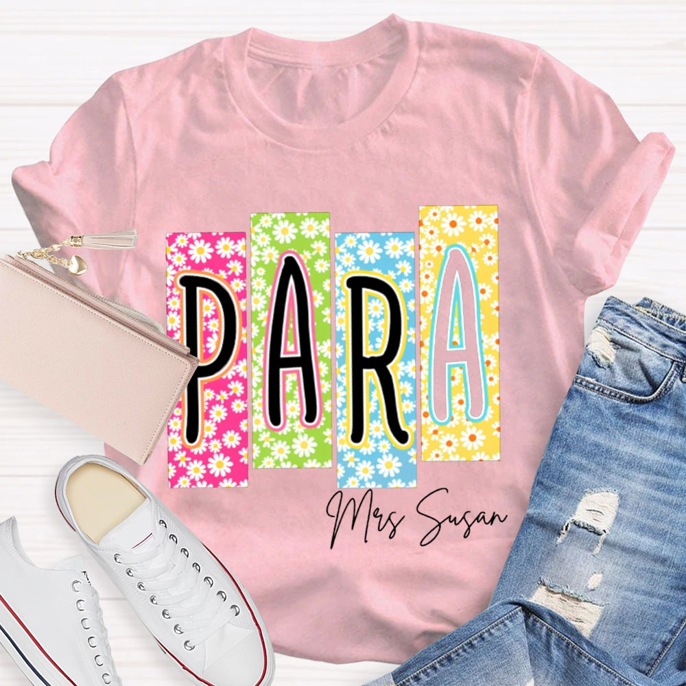 Personalized Name Para Colorful Flower Puzzle T-shirt