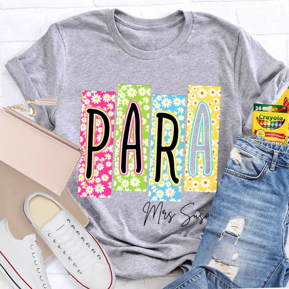 Personalized Name Para Colorful Flower Puzzle T-shirt