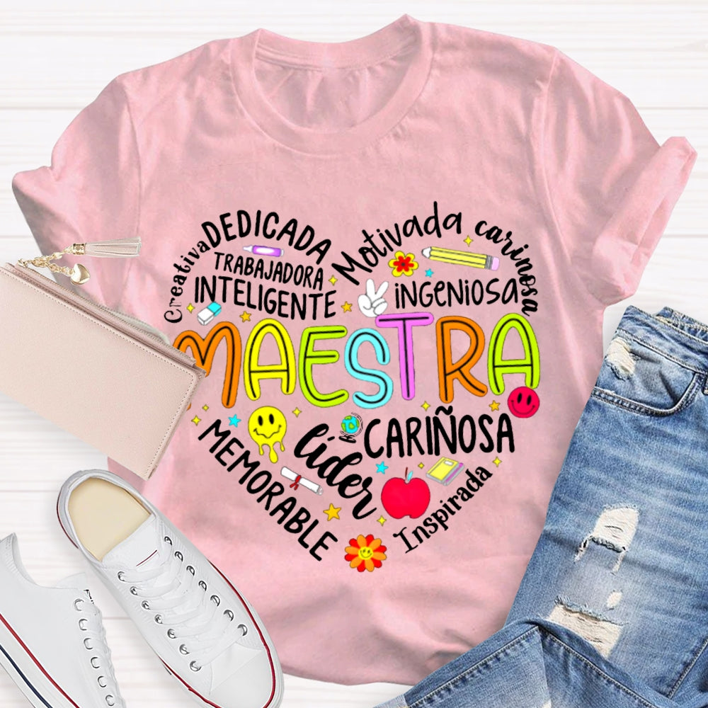 Maestra Dedicada Motivada Ingeniosa Lider Inspirada Memorable T-shirt