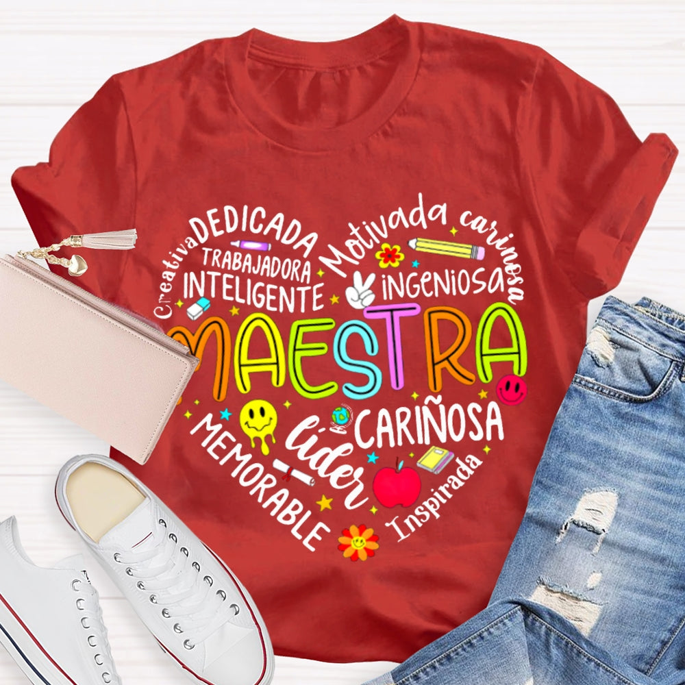 Maestra Dedicada Motivada Ingeniosa Lider Inspirada Memorable T-shirt