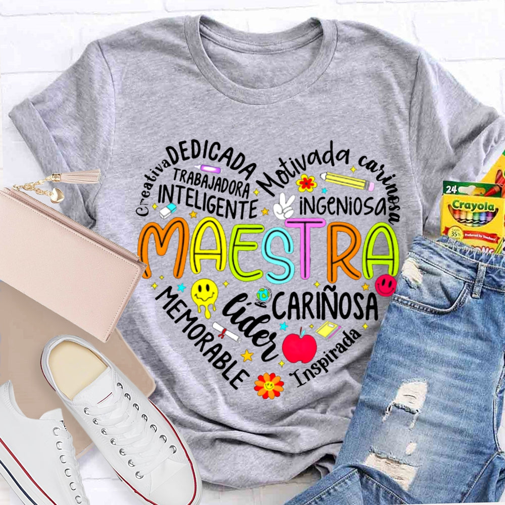 Maestra Dedicada Motivada Ingeniosa Lider Inspirada Memorable T-shirt