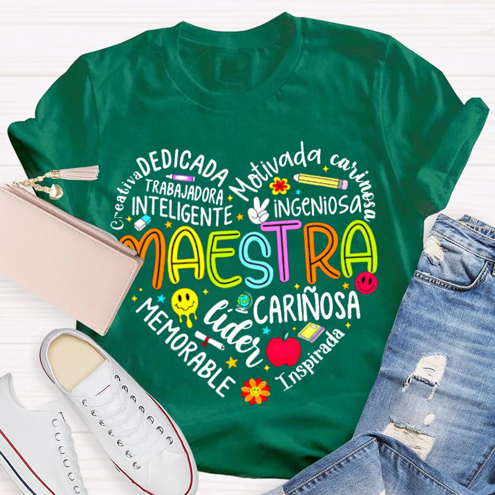 Maestra Dedicada Motivada Ingeniosa Lider Inspirada Memorable T-shirt