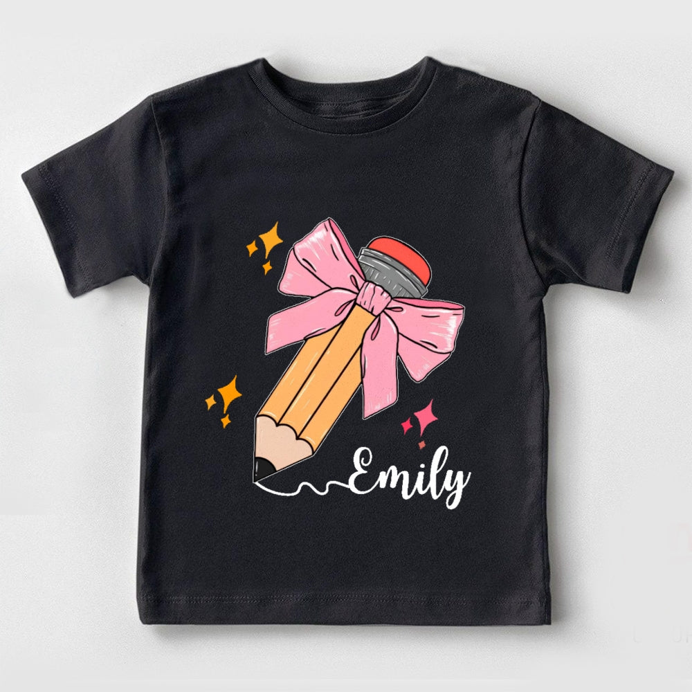 Personalized Name Pencil Bow Funny Toddler T-shirts