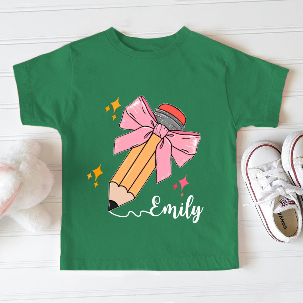 Personalized Name Pencil Bow Funny Toddler T-shirts