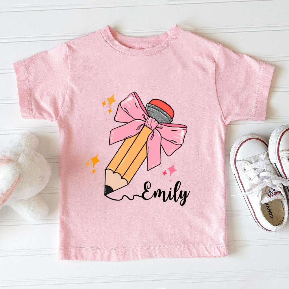 Personalized Name Pencil Bow Funny Toddler T-shirts