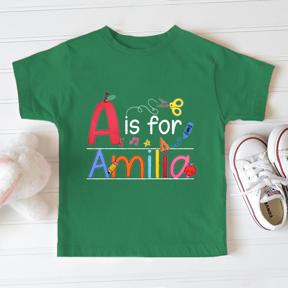 Personalized Name A Is For Amelia Toddler T-shirts