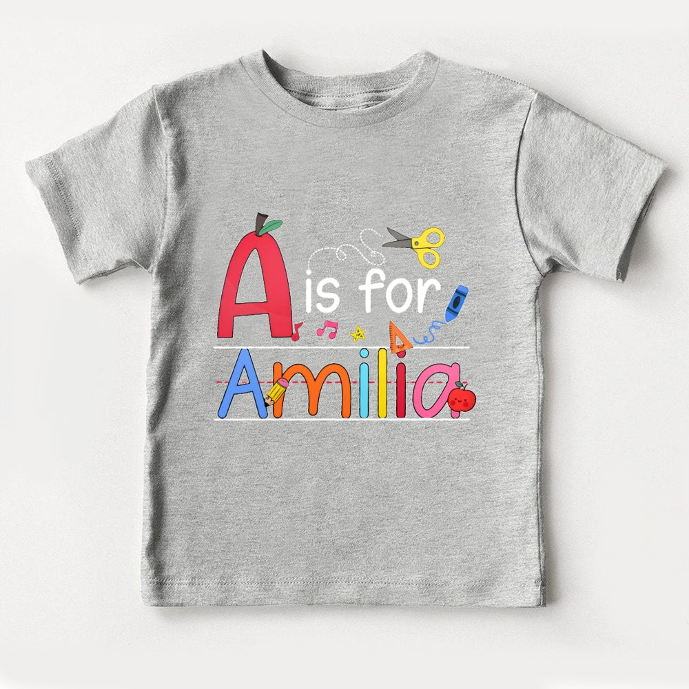 Personalized Name A Is For Amelia Toddler T-shirts