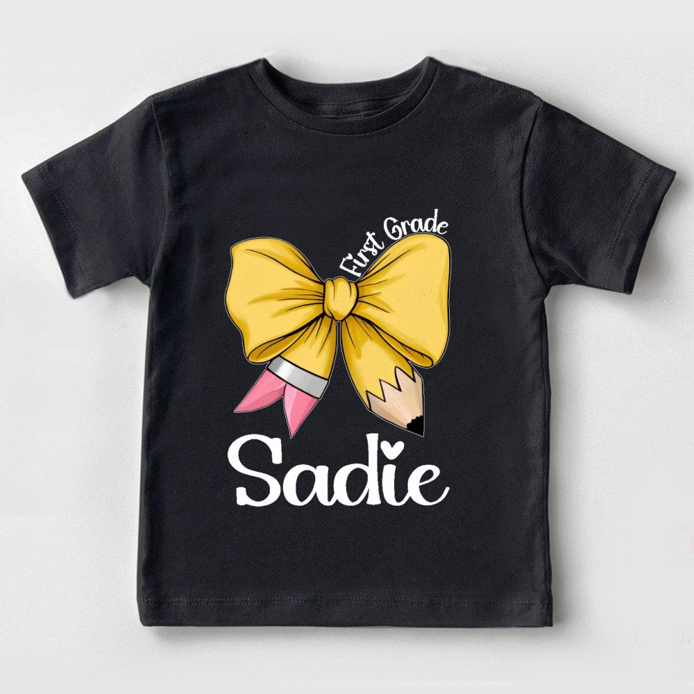 Personalized Name And Grade Kids Girls Hello First Grade First Day I'M Sadie Toddler T-shirts