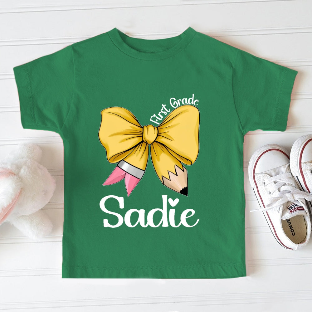 Personalized Name And Grade Kids Girls Hello First Grade First Day I'M Sadie Toddler T-shirts
