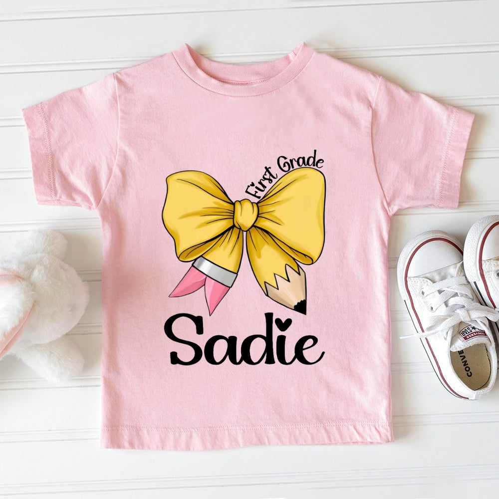 Personalized Name And Grade Kids Girls Hello First Grade First Day I'M Sadie Toddler T-shirts
