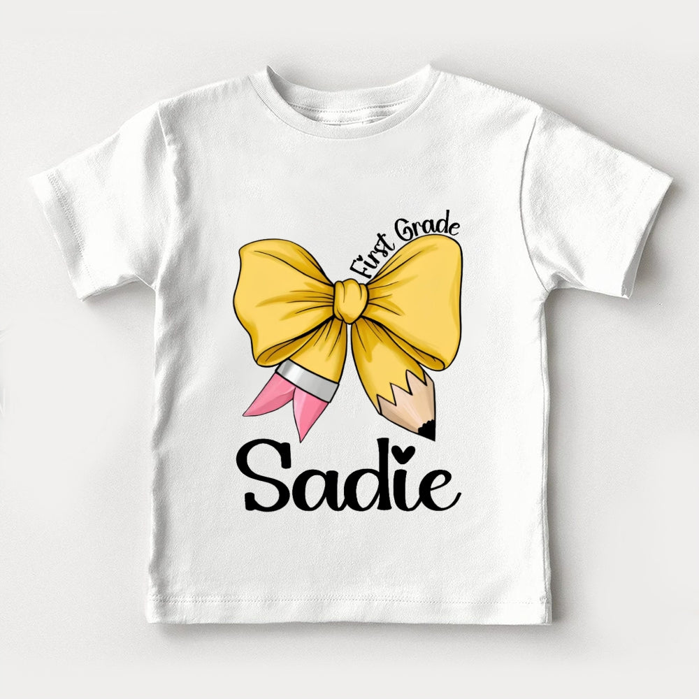 Personalized Name And Grade Kids Girls Hello First Grade First Day I'M Sadie Toddler T-shirts