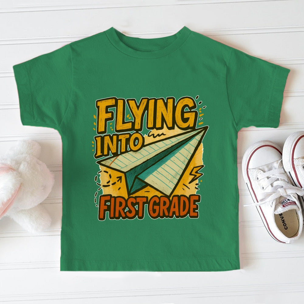 Personalized Grade Flying Into First Grade Funny Toddler T-shirts