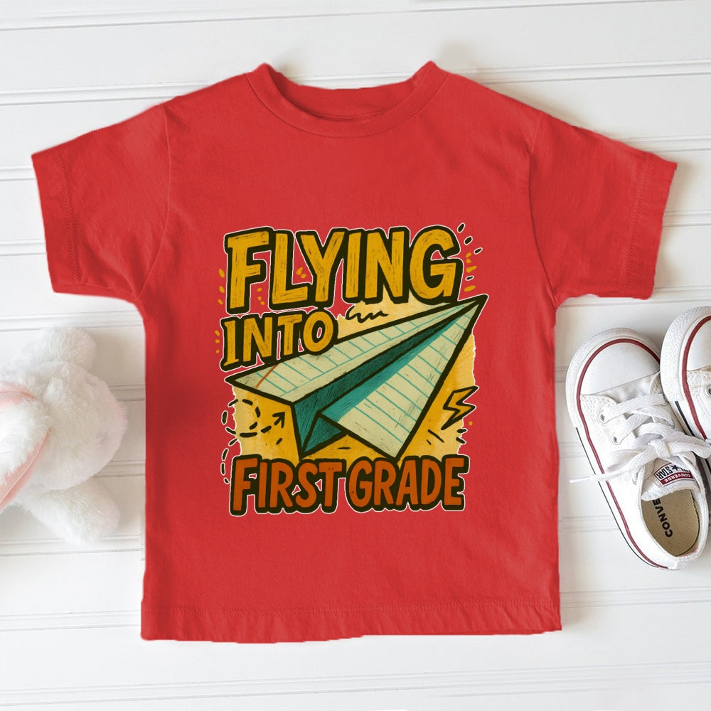 Personalized Grade Flying Into First Grade Funny Toddler T-shirts