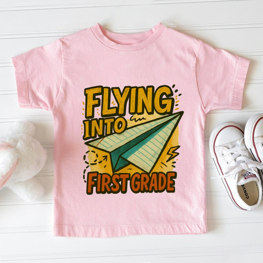 Personalized Grade Flying Into First Grade Funny Toddler T-shirts