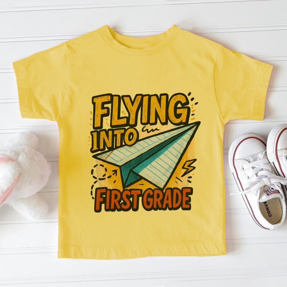 Personalized Grade Flying Into First Grade Funny Toddler T-shirts
