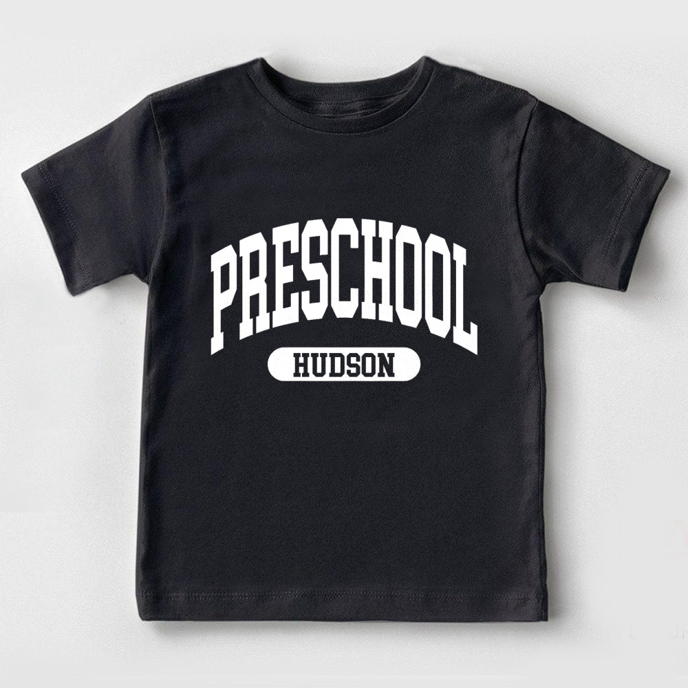 Personalized Name And Grade Preschool Hudson Toddler T-shirts