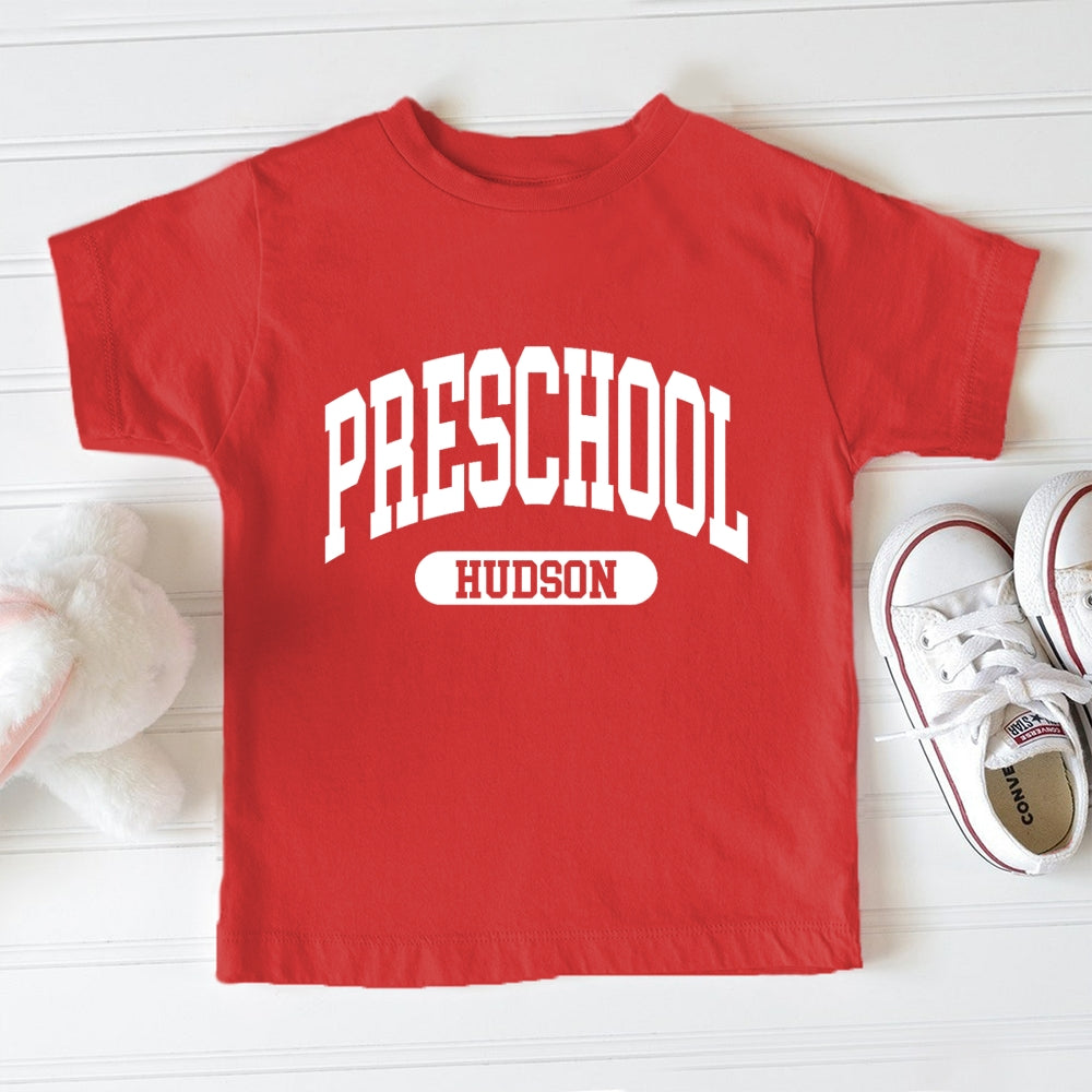 Personalized Name And Grade Preschool Hudson Toddler T-shirts