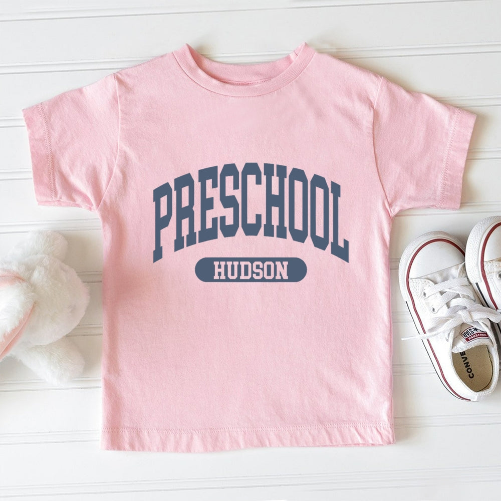 Personalized Name And Grade Preschool Hudson Toddler T-shirts