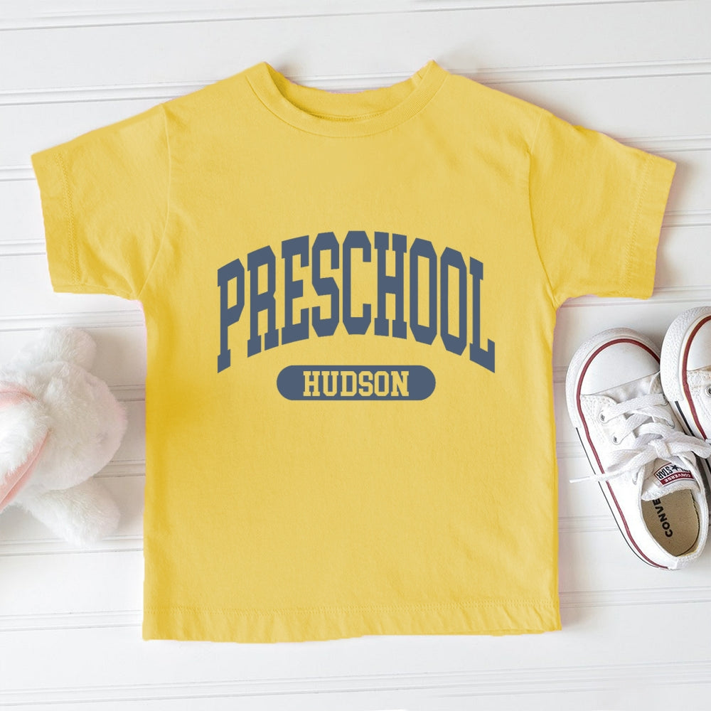 Personalized Name And Grade Preschool Hudson Toddler T-shirts