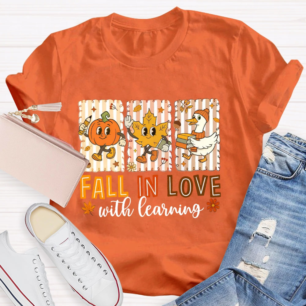 Fall In Love With Learning Funny Pumpkin T-Shirt
