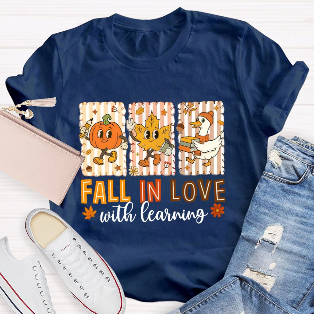Fall In Love With Learning Funny Pumpkin T-Shirt