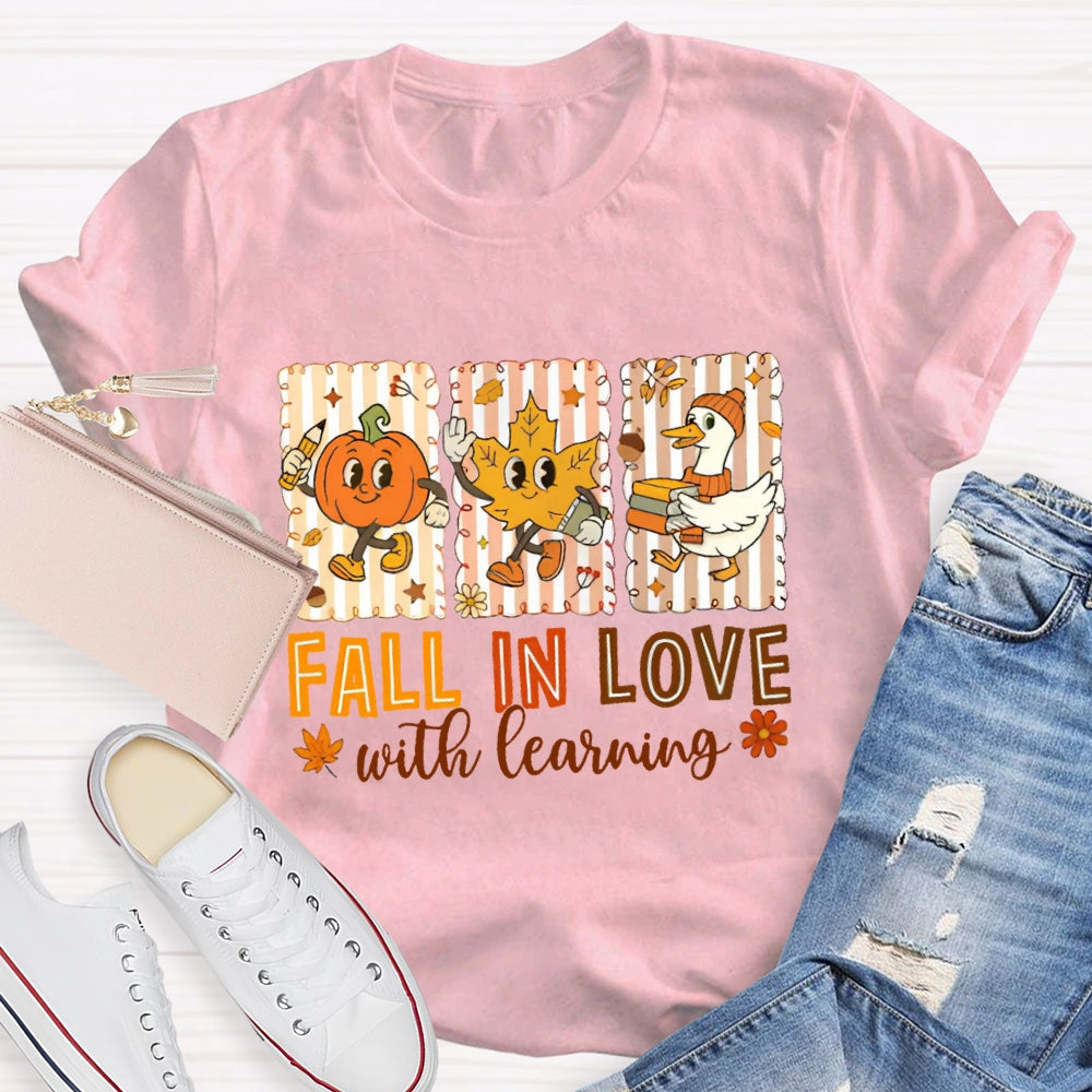 Fall In Love With Learning Funny Pumpkin T-Shirt