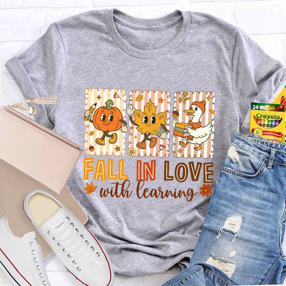 Fall In Love With Learning Funny Pumpkin T-Shirt